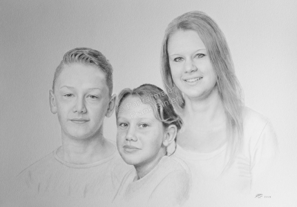 Bleistiftzeichnung, Portrait, Geschwister-Portraits zeichnen lassen, Familienportraits zeichnen lassen